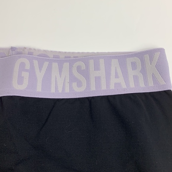 GYMSHARK Crop Capri Leggings Black Purple Secure waistband Stretchy Size Small - Picture 3 of 12